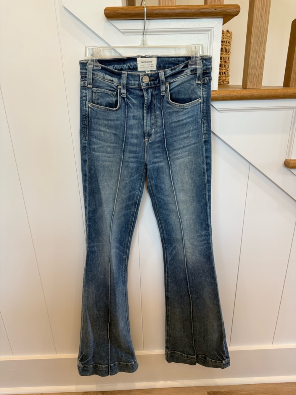 McGuire Denim Center Seam Flare Bell Bottom Jeans Blue Wash 26